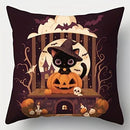 Axyaa Black Cat Pumpkin Halloween Pillow Cover - Sofa Bedroom Car Decor