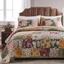 Axyaa Patchwork Cotton Quilt Set, Natural, 3-Piece Full/Queen