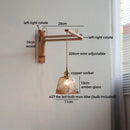 Axyaa Vintage LED Wall Lamp Amber Glass Wood Wabi Sabi Arandela