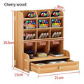Axyaa Wooden Desk Organizer: Large Capacity Pen Holder for School, Office & Home