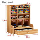 Axyaa Wooden Desk Organizer: Large Capacity Pen Holder for School, Office & Home