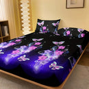 Axyaa Floral Butterfly Print Quilted Fitted Sheet for Mattresses