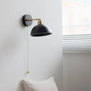 Axyaa Black Round Wood LED Wall Lamp with Switch - Bedroom Living Room Bathroom Mirror Stair Light