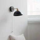 Axyaa Black Round Wood LED Wall Lamp With Switch - Bedroom Living Room Bathroom Stair Light