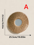 Axyaa Round Wall Mirror with Woven Hemp Rope for Boho Home Decor