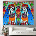 Axyaa Day of the Dead Skull Tapestry: Boho Room Decor Wall Hanging