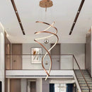 Axyaa Gold Spiral Staircase Chandelier for Dining Living Room Loft, Simple Luxury Hanging Lamps