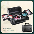 Axyaa Large Makeup Train Case with Lock, 4 Trays Cosmetic Storage Organizer