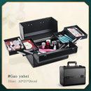 Axyaa Large Makeup Train Case with Lock, 4 Trays Cosmetic Storage Organizer