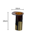 Axyaa Brown Glass Vase with Golden Frame for Modern Floral Arrangement