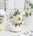 Axyaa Vintage Floral Bone  Coffee Mugs, Porcelain Countryside Espresso Cups