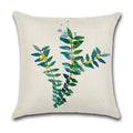 Axyaa Green Leaf Linen Pillowcase, Simple Style Decorative Sofa Cushion Cover