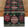 Axyaa Christmas Snowflake Checkered Table Runner for Dining and Party Decor