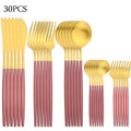 Axyaa 30-Piece Matte Stainless Steel Gold Dinnerware Set