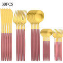 Axyaa 30-Piece Matte Stainless Steel Gold Dinnerware Set