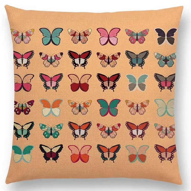Axyaa Botanical Floral & Butterfly Cushion Cover - Home Decor Sofa Pillow Case