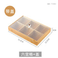 Axyaa Bamboo Snacks Platter with Lid - Nine Lattice Dried Fruit & Nut Tray