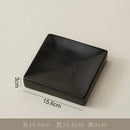 Axyaa Rusty Glazed Ceramic Square Dessert Plate for Molecular Cuisine Display