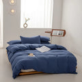 Axyaa Washed Cotton Grid Duvet Cover, Single Size 150*200cm Queen