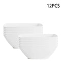 Axyaa Large Plastic White Square Bowl Set - Ideal for Soup, Noodles, Oatmeal, and Salad