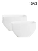 Axyaa Large Plastic White Square Bowl Set - Ideal for Soup, Noodles, Oatmeal, and Salad