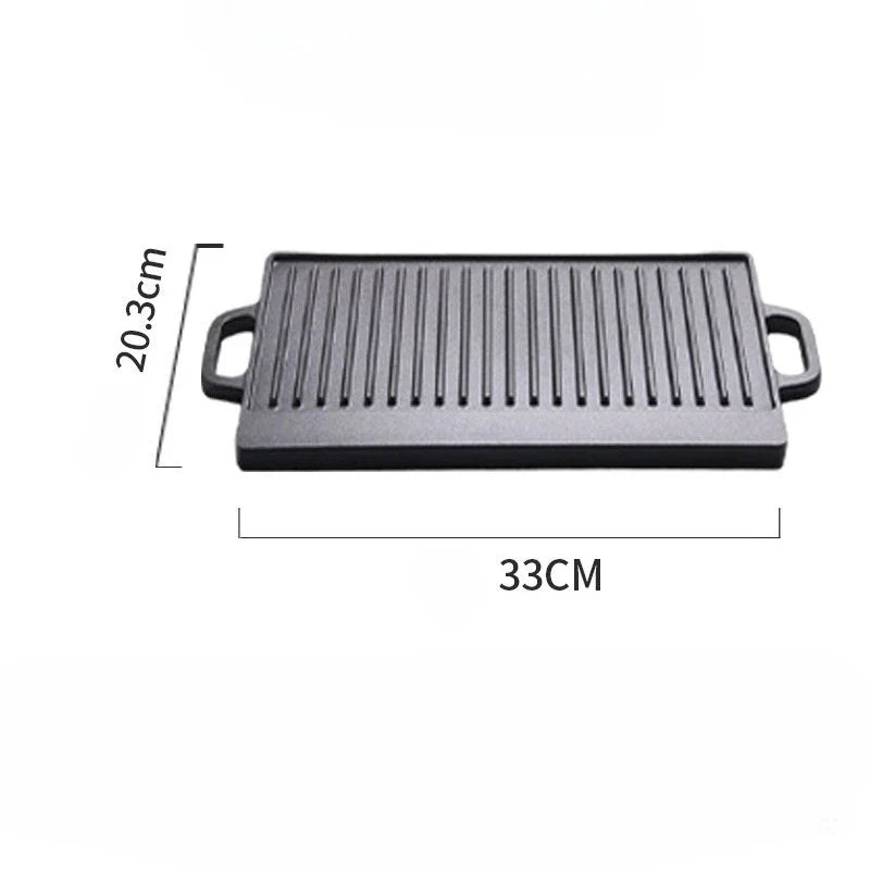 Axyaa Cast Iron Double-Sided Barbecue Tray with Striped Iron Plate
