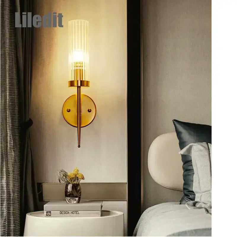 Axyaa Nordic LED Wall Sconce Metal Light Fixture European Style Bedroom Background Light