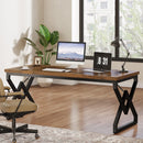 Axyaa Industrial Executive Desk, 63in Large w/ Thick Tabletop, Heavy-Duty Metal Frame
