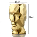 Axyaa Geometric Origami Vase Human Head Golden Abstract Figurine Home Decor