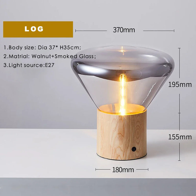 Nordic Glass Table Lamp Floor Wood Lights Modern Luminaires Soft Living Room Axyaa habitat