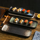 Axyaa 12" Ceramic Sushi BBQ Plate - Rectangular Tray for Desserts, Noodles.
