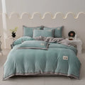 Axyaa 2024 Solid Color Milk Fleece 4-Piece Set with Wide Edge Craft & Flannel Quilt Cover