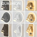 Axyaa USB Interface Dimmable LED Wall Lamp With Switches, Modern Metal Body & Acrylic Lampshade