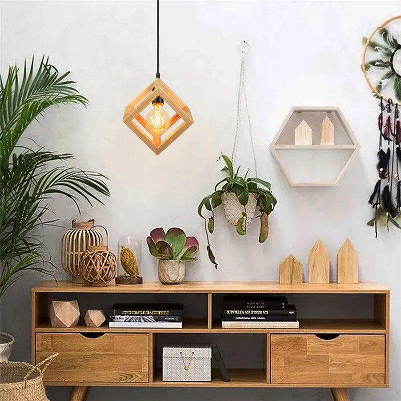 Axyaa Wood Pendant Lights for Modern Dining Room Decor