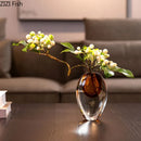Axyaa Oval Glass Vase Desk Decoration Gradient Two Tone Flower Pot