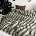 Axyaa Striped Duvet Cover with Pillowcase Set, Twin-Queen Size, Fashionable Home Bedding