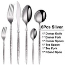 Axyaa Stainless Steel Cutlery Set - Hammer Handle Fork Spoon Mirror Dinner Kitchen Utensils