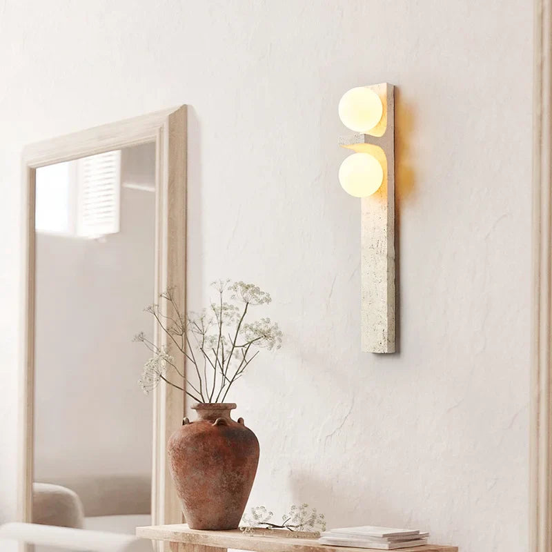 Nordic Brass Marble Glass Sconce for Bedroom by Axyaa