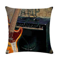 Axyaa Rock Guitar Pattern Throw Pillow Cover: Cotton Linen Cushion for Home Sofa