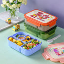 Kids Bento Lunch Box 4 Compartment Microwave Leakproof Lunchbox with Sauce Container by Axyaa