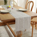 Axyaa Striped Jacquard Table Runner with Tassels for Elegant Home Decor