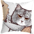 Axyaa Cute Cat Kiss Love Pillowcase 45x45cm - Home Decor Short Plush Pillow Cover