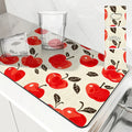 Axyaa Apple Fruit Kitchen Drying Mat - Quick Dry, Antiskid Tableware Mat