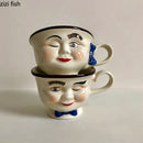 Axya Ceramic Human Face Coffee Cup Set of 2