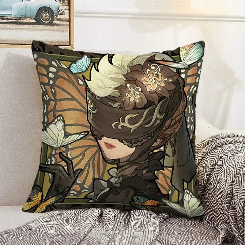 Axyaa Anime Bed Pillow Case 45x45 Decorative Cushion Cover Home Sofa Decor