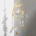 Axyaa Moon Lotus Angel Crystal Suncatcher Prism Hanging Decor Glass Garden Decoration