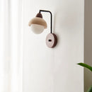 Axyaa Yellow Travertine Stone LED Wall Sconce White Glass Bathroom Light