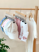 Axyaa 12-Clip Wooden Hat Storage Hanger | Cap, Socks, Newborn Clothes Organizer
