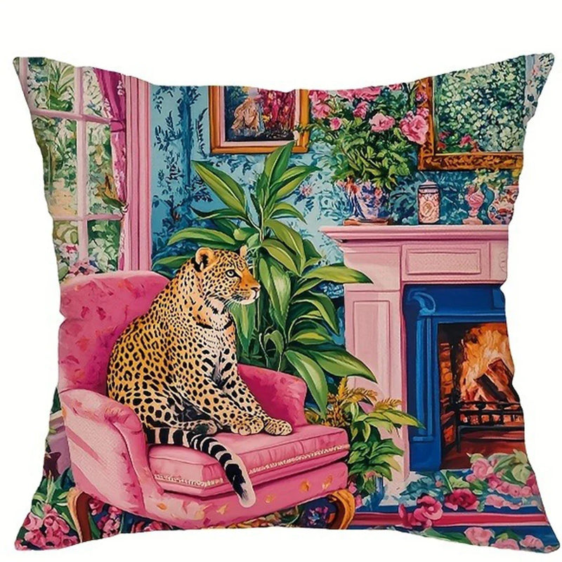 Axyaa Leopard Flower Flamingo Pillowcase Set