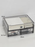 Acrylic Desk Organizer Drawer Set by Axyaa: Transparent Desktop Storage for Stationery & Books